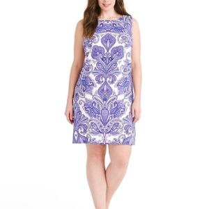 AGB Dress Paisley Print Purple Blue White Shift Tunic boho Dress womens size 12